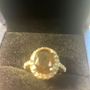 Size 6 Sterling Silver smoky topaz and white topaz ring.